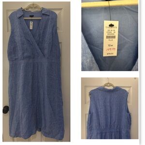 Size 16W FAUX WRAP LINEN SHIRTDRESS NWT